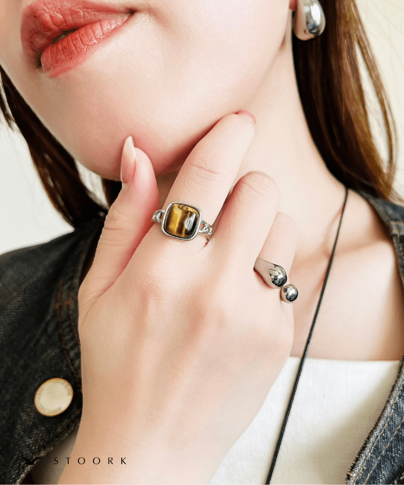 Tiger Eye Chain Ring - stoork