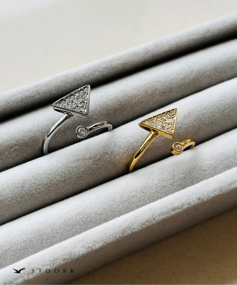 Triangle Dot Open Ring - stoork