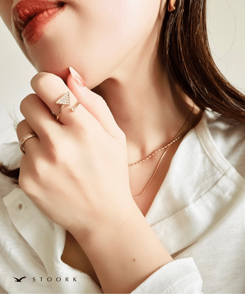 Triangle Dot Open Ring - stoork