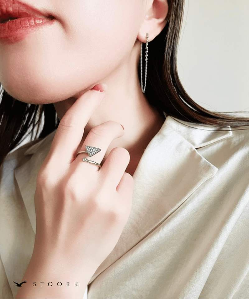 Triangle Dot Open Ring - stoork