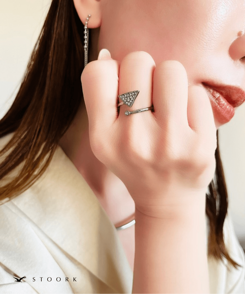 Triangle Dot Open Ring - stoork