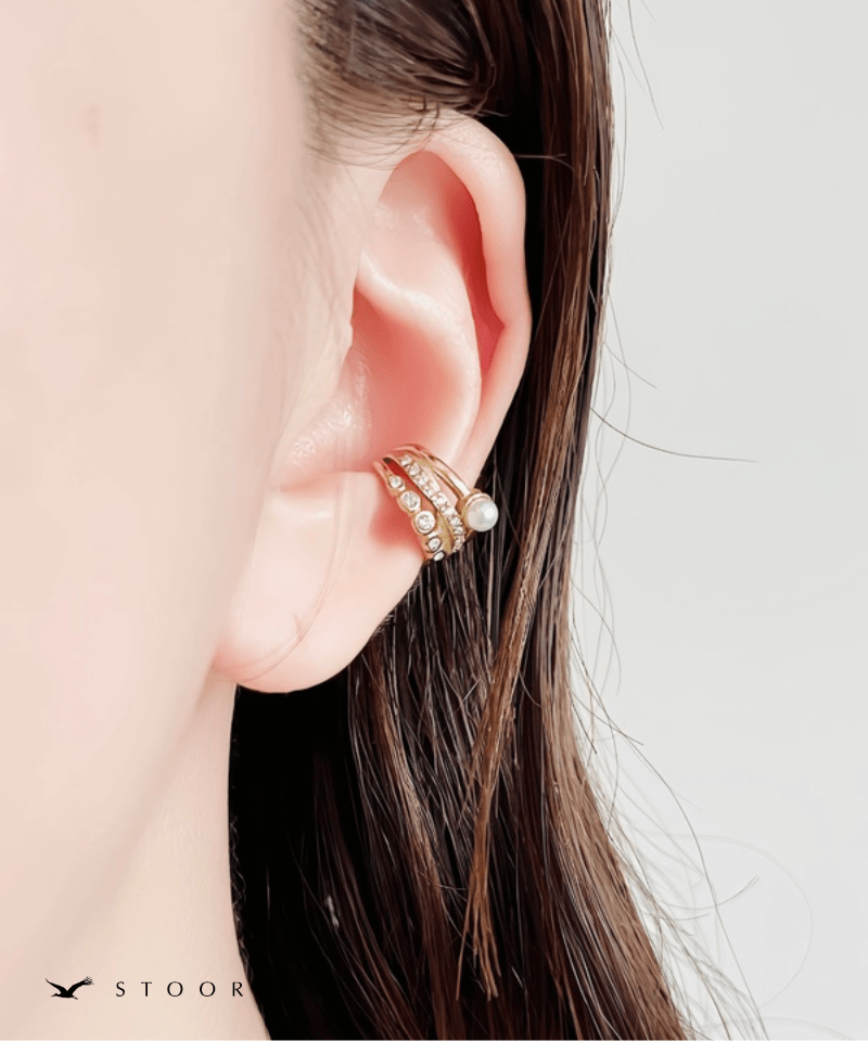 Triple Line Pearl Ear Cuff - stoork
