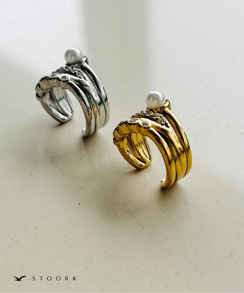 Triple Line Pearl Ear Cuff - stoork