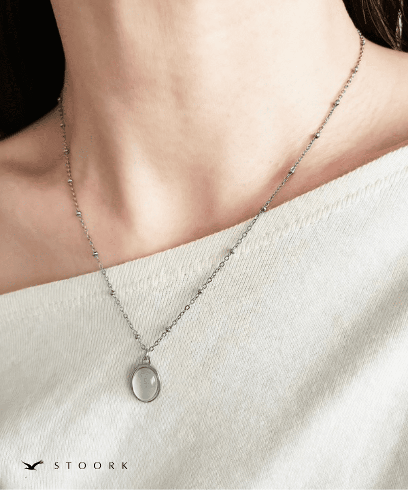White Stone Station Necklace - stoork