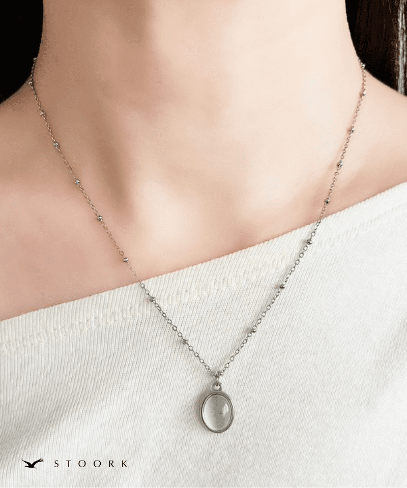 White Stone Station Necklace - stoork