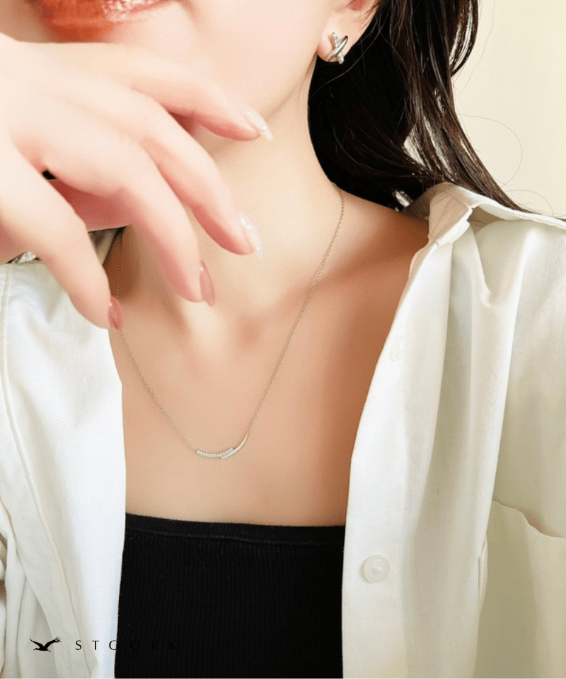 Zircon Cross Plate Necklace - stoork