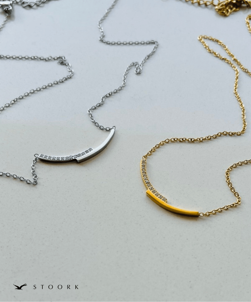 Zircon Cross Plate Necklace - stoork