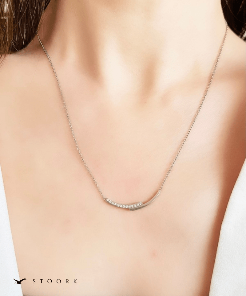 Zircon Cross Plate Necklace - stoork