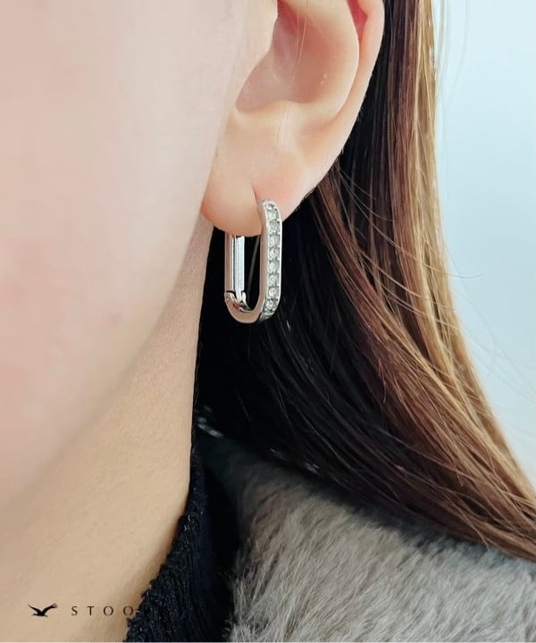 【再入荷】Zircon Ellipse Hoop Pierce - stoork