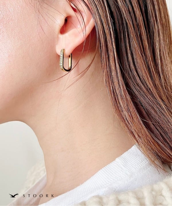 【再入荷】Zircon Ellipse Hoop Pierce - stoork