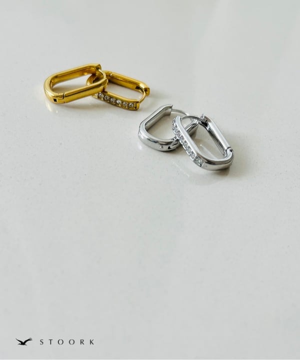 【再入荷】Zircon Ellipse Hoop Pierce - stoork