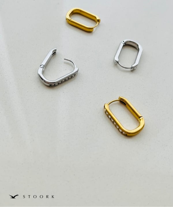 【再入荷】Zircon Ellipse Hoop Pierce - stoork