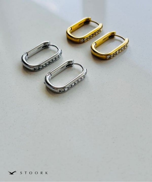 【再入荷】Zircon Ellipse Hoop Pierce - stoork