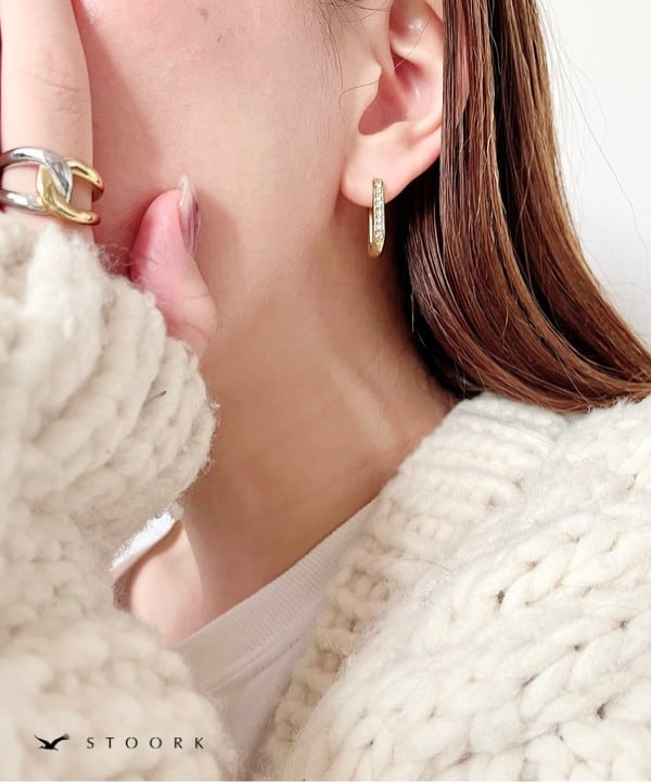 【再入荷】Zircon Ellipse Hoop Pierce - stoork