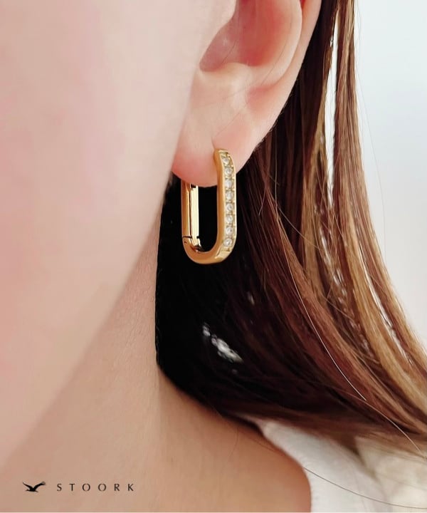 【再入荷】Zircon Ellipse Hoop Pierce - stoork