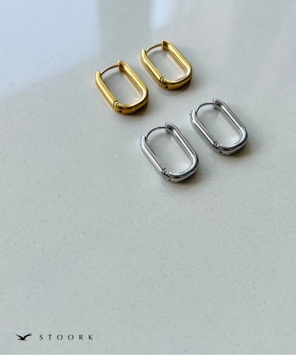 【再入荷】Zircon Ellipse Hoop Pierce - stoork