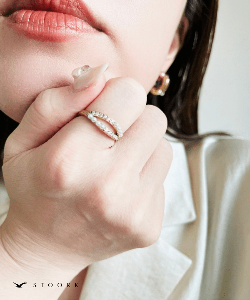 Zircon Pearl Double Ring - stoork
