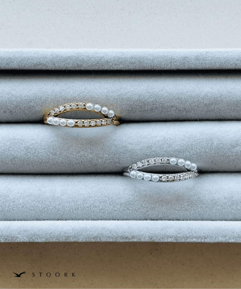 Zircon Pearl Double Ring - stoork