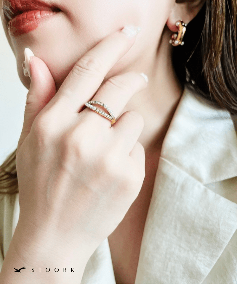 Zircon Pearl Double Ring - stoork