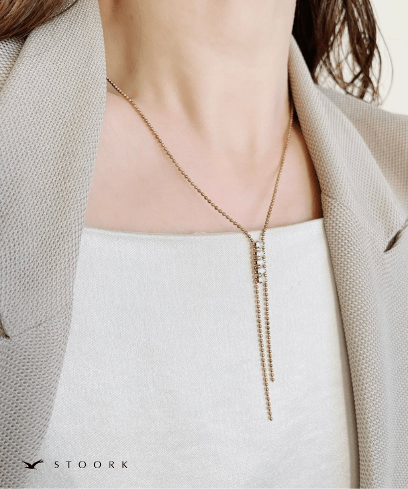 Zirconia Tie Necklace - stoork