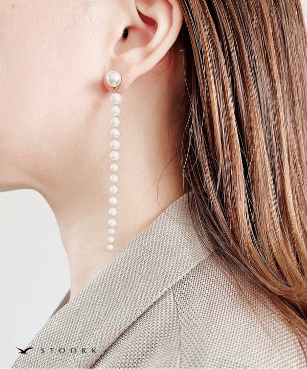 【再入荷】Pearl Long Chain Pierce