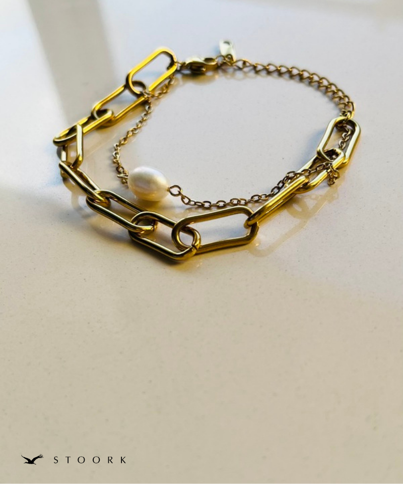 Pearl Double Chain Bracelet