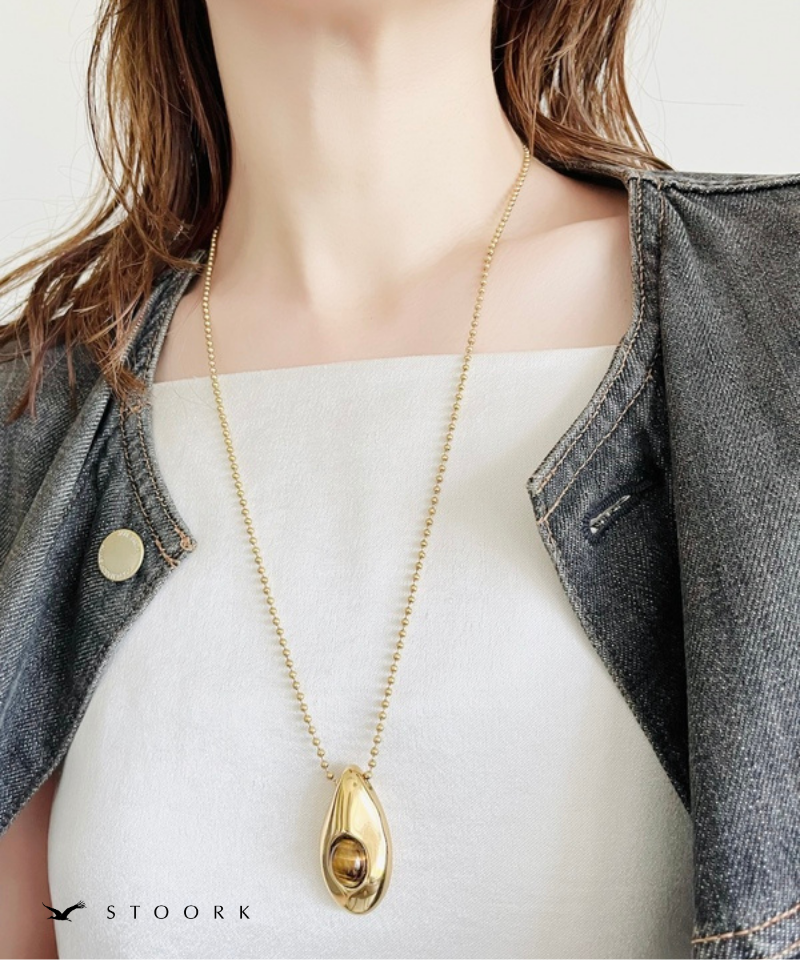 Oval Stone Charm Necklace