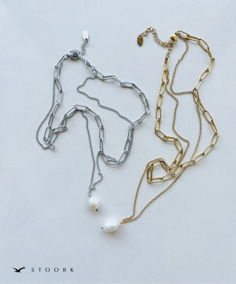 Dual Chain Pearl Necklace