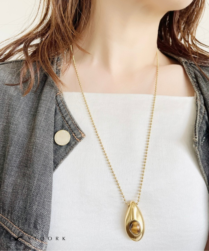 Oval Stone Charm Necklace