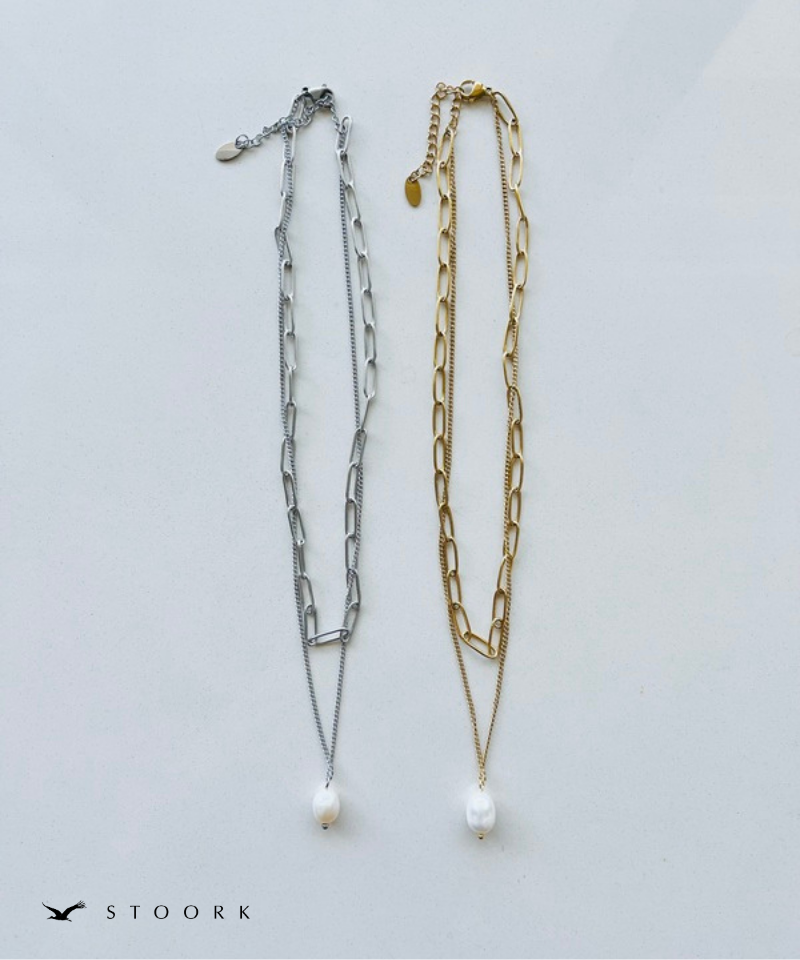 Dual Chain Pearl Necklace