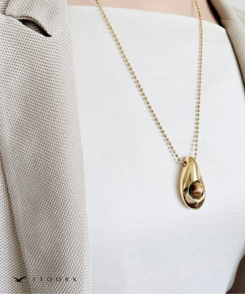 Oval Stone Charm Necklace