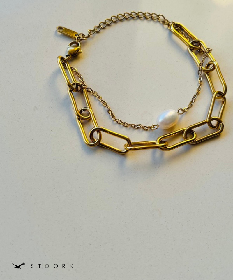 Pearl Double Chain Bracelet