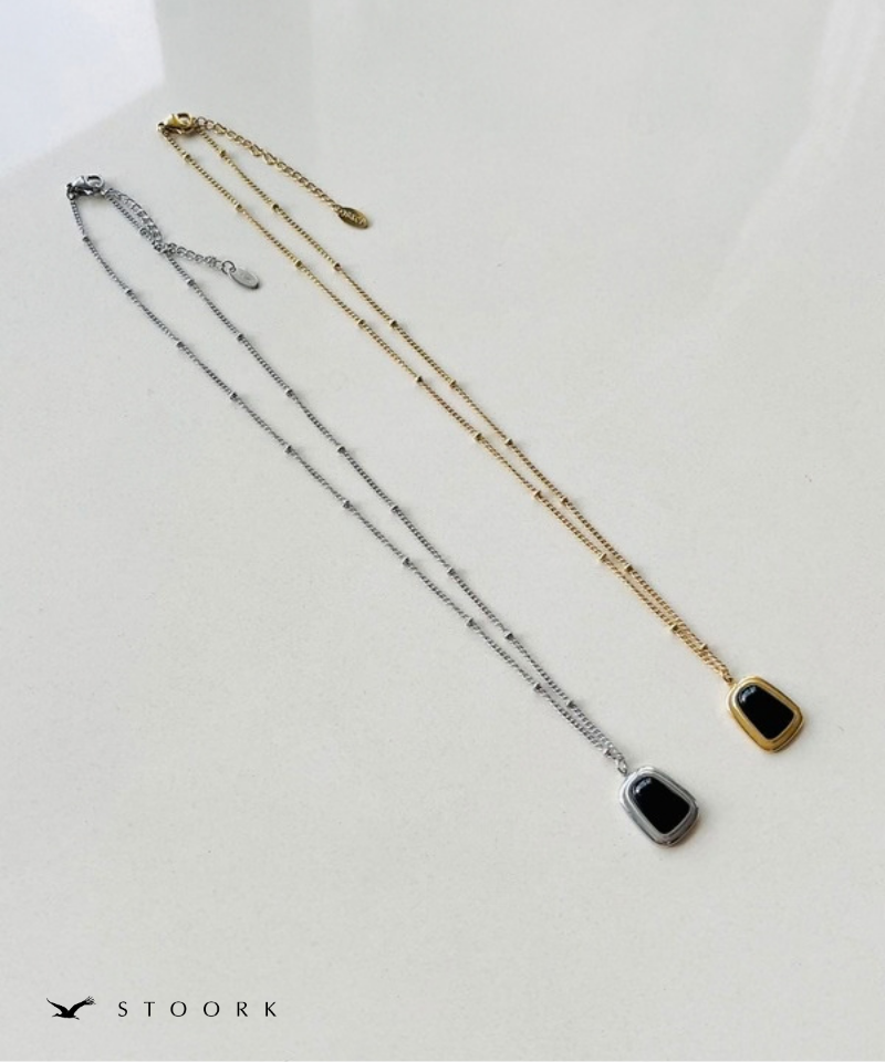 Square Black Stone Necklace