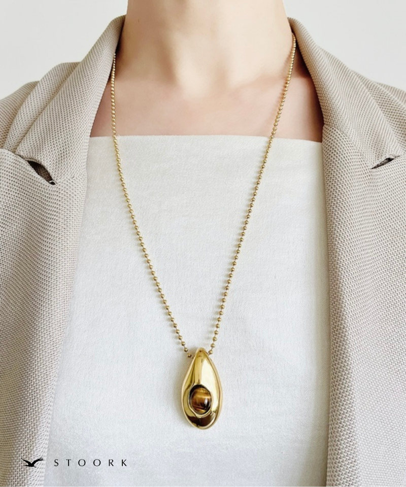 Oval Stone Charm Necklace