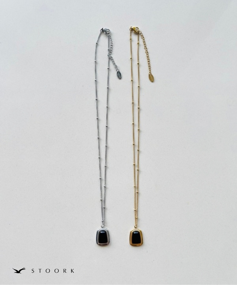 Square Black Stone Necklace