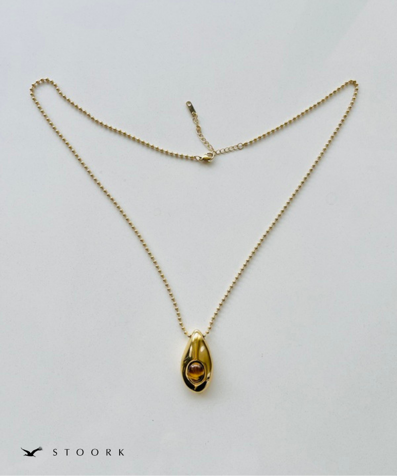 Oval Stone Charm Necklace