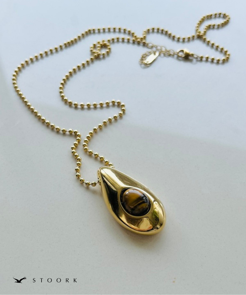 Oval Stone Charm Necklace