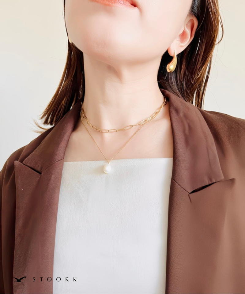 Dual Chain Pearl Necklace