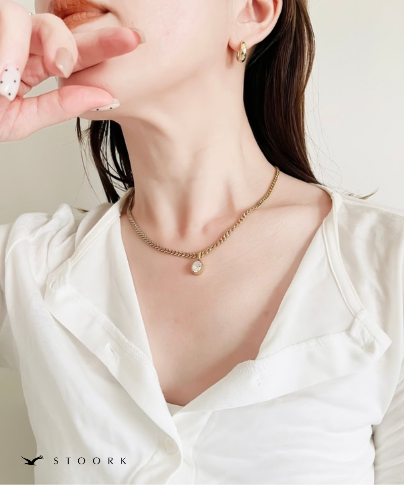 Oval Zirconia Chain Necklace