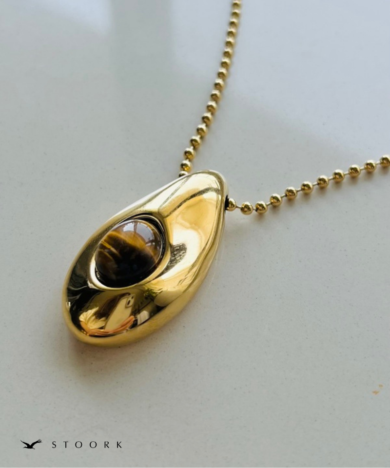 Oval Stone Charm Necklace