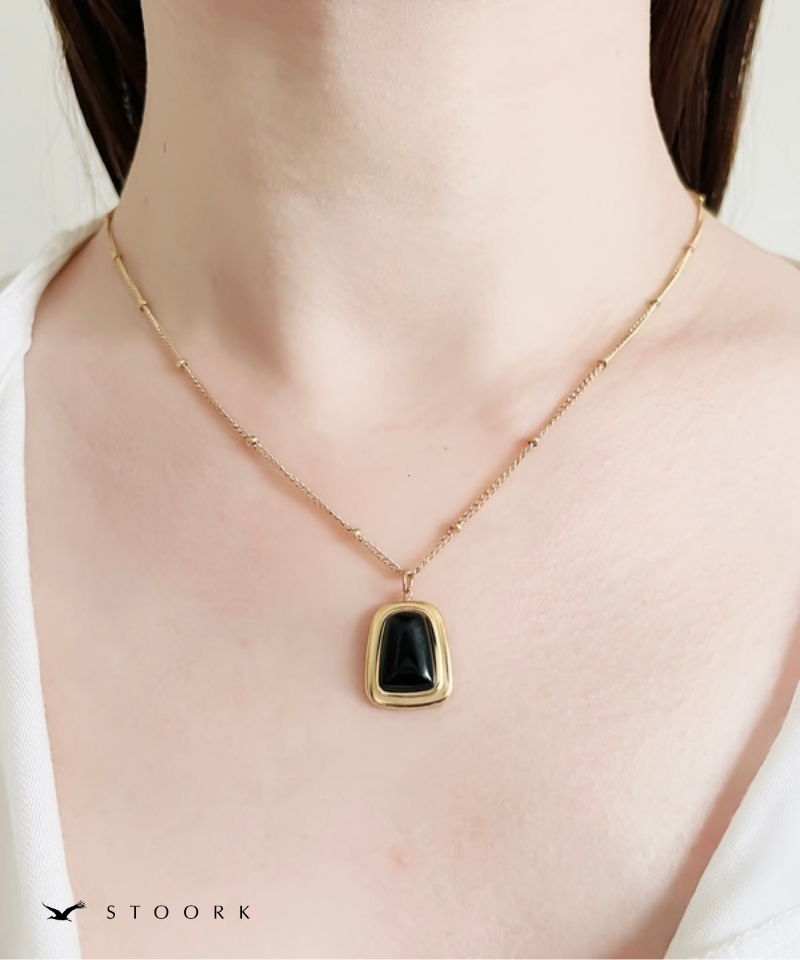 Square Black Stone Necklace