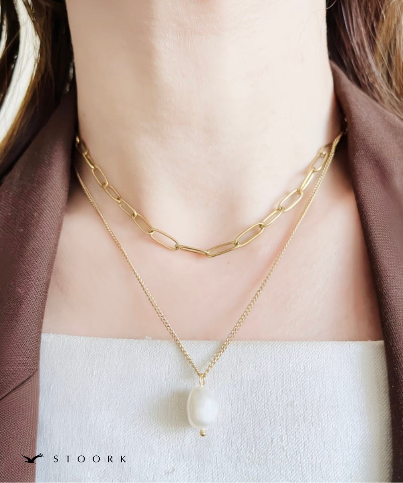 Dual Chain Pearl Necklace