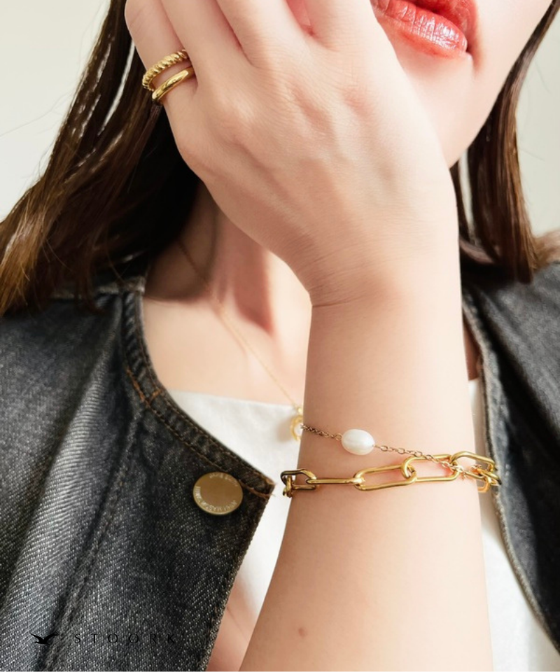 Pearl Double Chain Bracelet