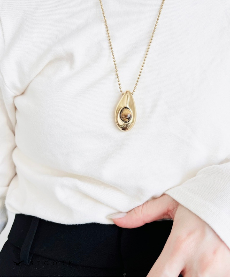 Oval Stone Charm Necklace