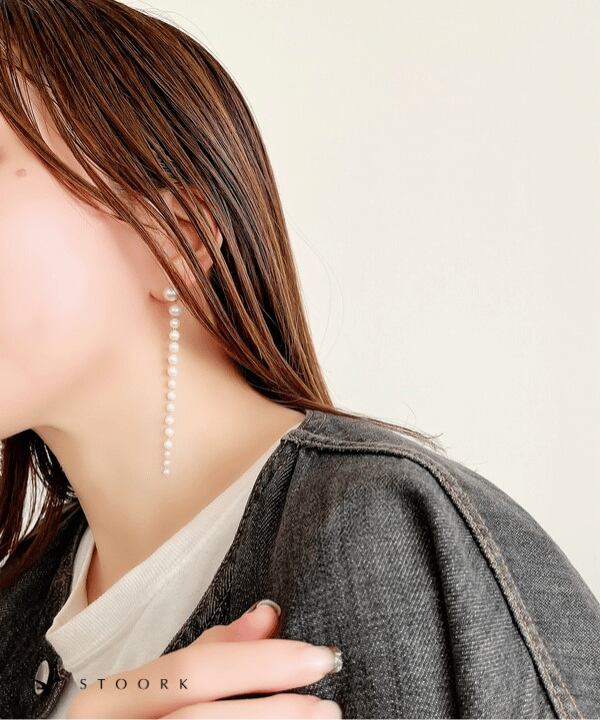 【再入荷】Pearl Long Chain Pierce