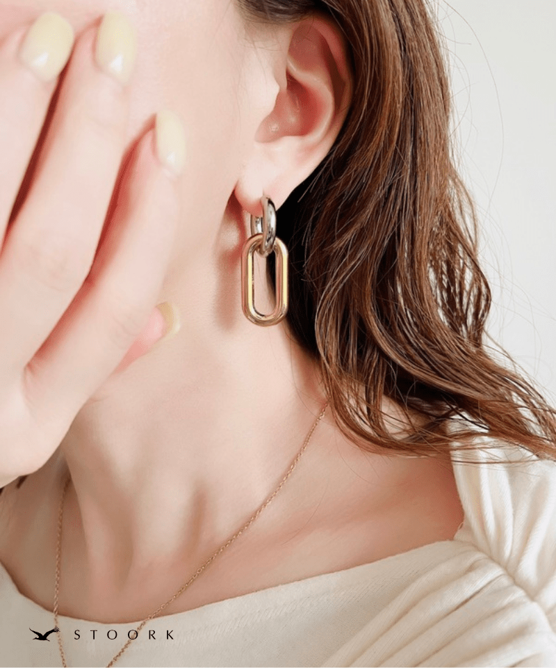 2Tone Oval Link Pierce | 金属アレルギー対応アクセサリー通販