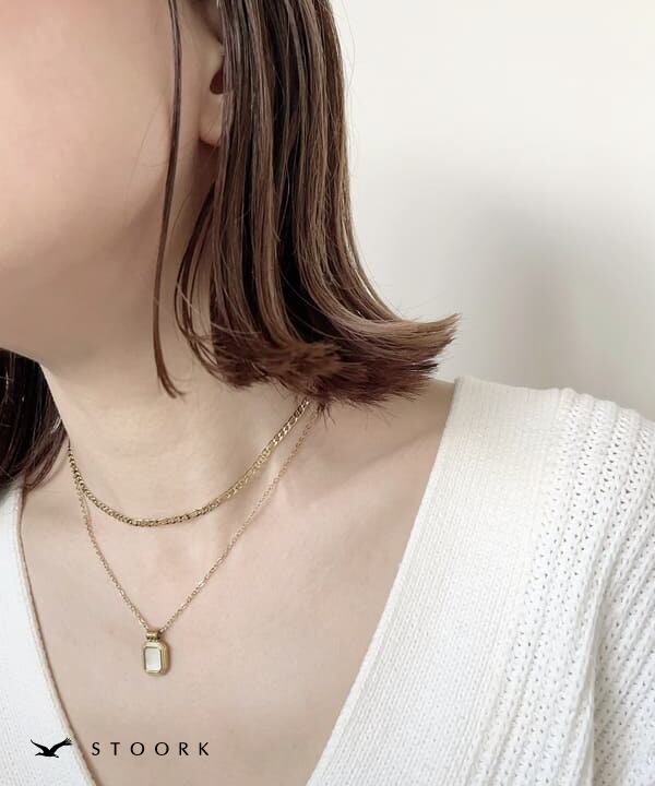 【再入荷】316L Rectangle Double Necklace - stoork