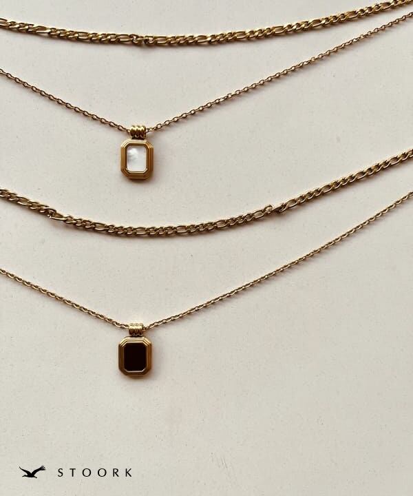 【再入荷】316L Rectangle Double Necklace - stoork