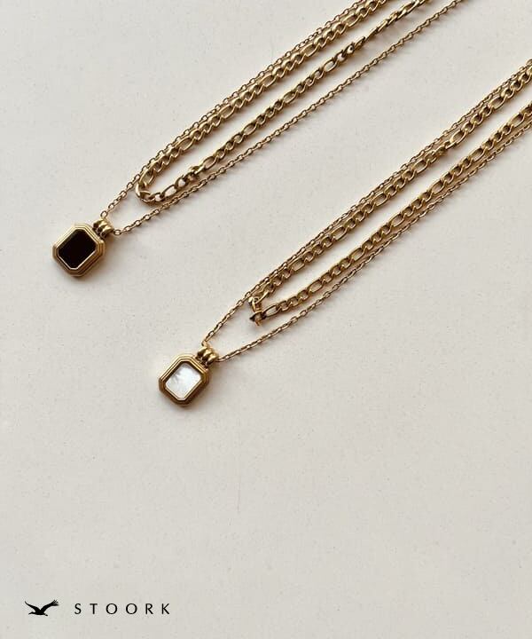 【再入荷】316L Rectangle Double Necklace - stoork