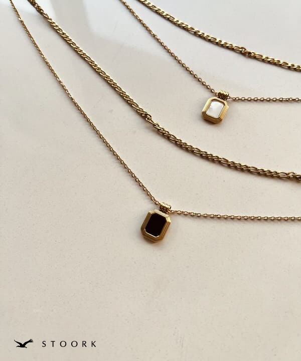 【再入荷】316L Rectangle Double Necklace - stoork